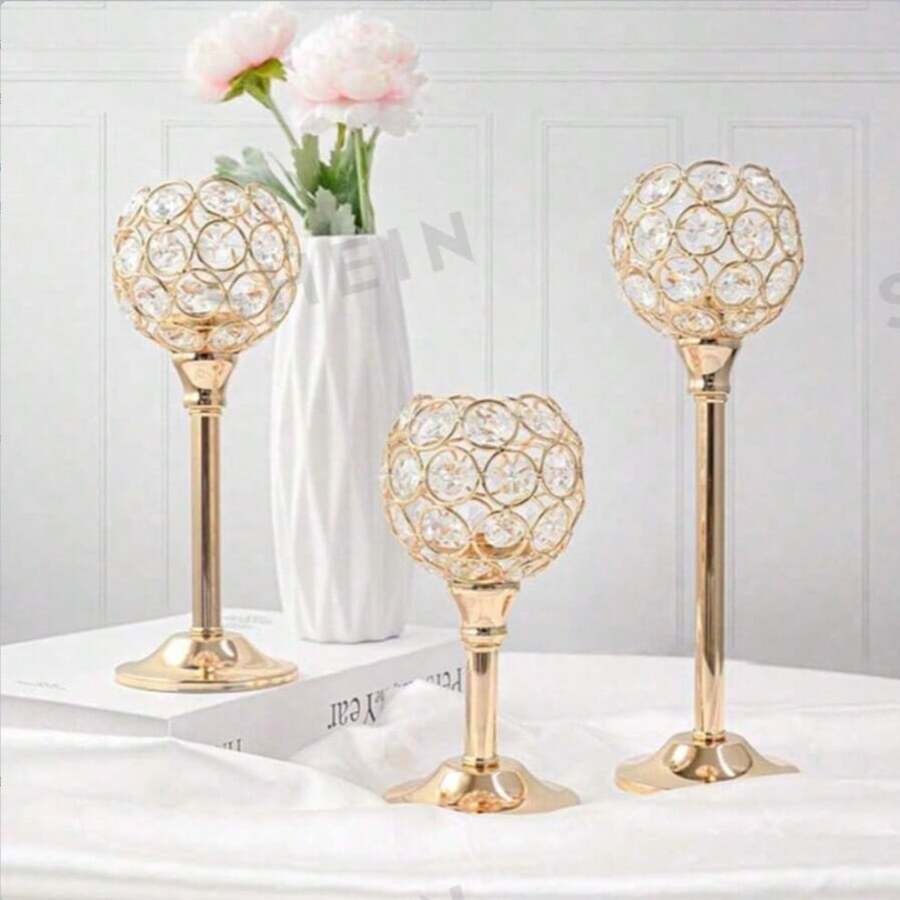 2D Flat Printed Acrylic 3pcs Elegant Round Candle Holders, Suitable For Restaurant, Living Room, Kitchen, Hotel Room Decor. - A - View 1