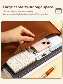 A4 Large Capacity PU Leather Document Organizer, Portable Handheld Business File Folder, Multi-Color, Suitable For Office, School, Travel Paper Storage - Single Piece - View 5