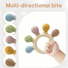 Baby Silicone Teether Ring Teething Stick Multi-Texture Chewing Toy For Teething Period Easy To Clean Multiple Colors Available - Multicolor - View 5