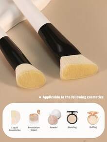 3pcs Makeup Brush Set, Includes Foundation Brush, Contour Brush, Concealer Brush, Suitable For Bronze Cream Foundation Application, Contour Powder Brush, Concealer Brush For Delicate Blending, Multi-Purpose Makeup Tools, Perfect For Beginner Makeup Artists - White - View 3