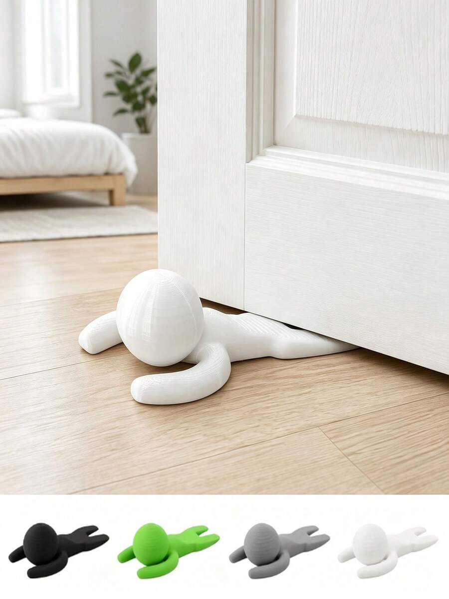 1pc Door Stopper, Door Wedge, Door Block, Doorstop Device, Door Impact Protector. Keeping Door Still, Home Product, Door Plug, Windproof Door Stopper. Movable Door Block, Silent And Non-Slip Design. 3 Colors Available, White Black, Gray - Multicolor - View 1