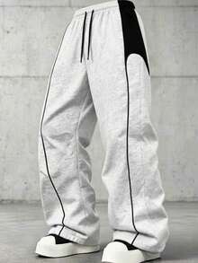 Men's Autumn Casual Outdoor Sports Minimalist Fashion Straight Leg Pants - Grey - View 2