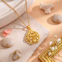 1pc Stainless Steel Chain Flower Pendant Women's Fashion Necklace Jewelry, Gift Accessory - Multicolor - View 3