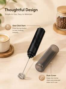 1pc Battery Electric Milk Frother, Dual Stirring Head Milk Frother, 30 Seconds Fast Creation Of Barista-Grade Micro Foam, Portable Travel Milk Stirrer, Suitable For Latte, Cappuccino, Hot Chocolate And Homemade Coffee Drinks, Battery Not Included - Multicolor - View 4