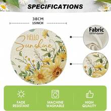 1/4/6pcs Autumn Collection Sun & Sunflower Hand-Painted Pattern Placemats, Suitable For Home Kitchen, Made Of Polyester Fiber, Kitchen Table Decoration, And Party Scene Decoration - Multicolor - View 8