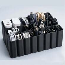 Large Heavy-Duty USB Cable Storage Box, Desktop Cable Management Organizer, Pull-Out Cable Management Box, Suitable For Home Office, Electronic Accessories, Desktop Storage And Organization, Practical Gift For Halloween, Graduation Season And Christmas - Black - View 9