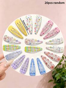 10/20/30pcs/Set Fresh Floral & Plaid Print Hair Clips, Sweet Hair Accessories - Suitable For Girls And Women, Perfect For Parties And Daily Outings - Multicolor - View 18