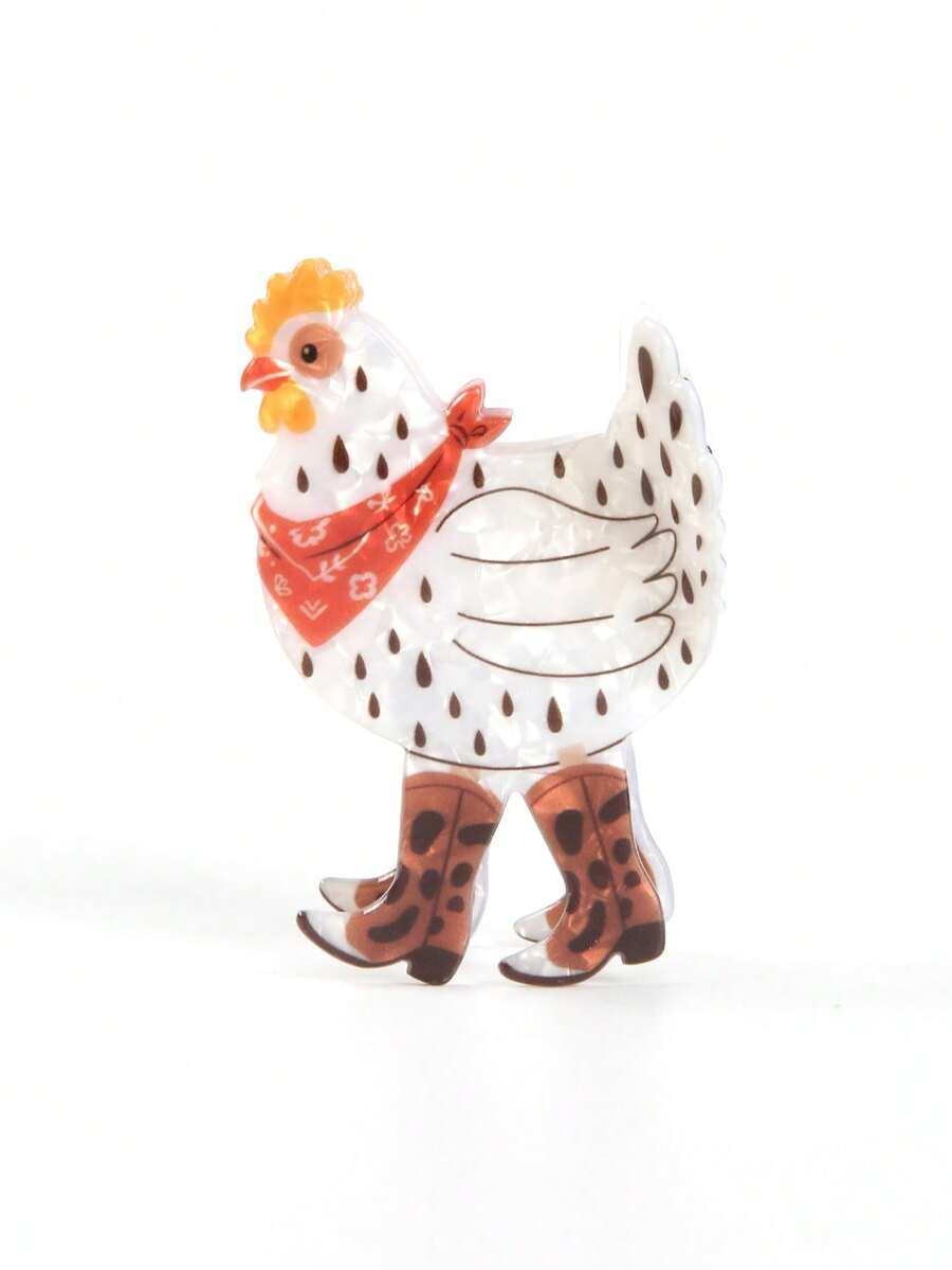 1pc Women's Creative Personalized Farm Rooster Cartoon Animal Ponytail Bun Hair Claw Clip, Suitable For Daily Party Styling And Decoration - Multicolor a - View 1
