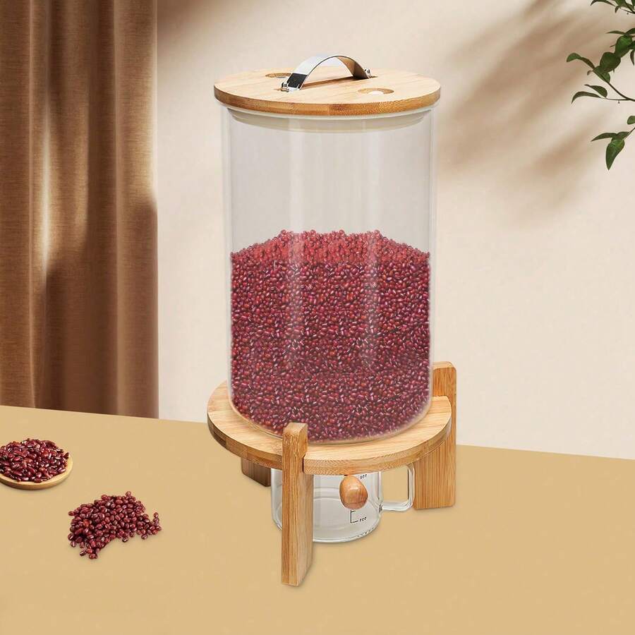 Vintoro Rice Dispenser Grain Container5L/7.5L Cereal Storage Dispenser With Valve - Airtight Glass Container For Rice, Grain & Dry Food, Transparent Body For Easy Content Check, Suitable For Kitchen Pantry Organization, Ideal For Storing Oats, Quinoa, Flour - Clear - View 1