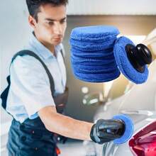 8pcs Microfiber Waxing Sponge Pads (With 1 Handle) Round Car Polishing Sponge Blocks Manual Waxing Polishing Decontamination Car Wash Cleaning Sponge Pads - Fiber Waxing Sponge - View 5