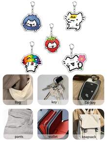 Cute Acrylic Cat Keychain,Cartoon Kitten Keychain,2D Acrylic Cat Pendant,Animal Charm,Bag Charm,Backpack Accessory,Car Keychain Gift. - Multicolor - View 9