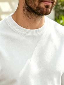ALTZTAR Men's Round Neck Long Sleeve Knit Top - White - View 4