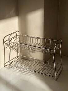 1pc/3pcsMinimalist Countertop Storage Rack, Metal Wire, Multi‑Layer Rectangular Frame, Open Grid Compartments, For Cosmetics And Skincare Storage, Desktop Organizer Shelf For Vanity Table, Bedroom Countertop, Household Daily Storage, All Season - Multicolor - View 15