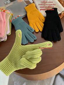 Sarung Tangan Rajut Layar Sentuh Renda Trim Warna-warni Wanita, Sarung Tangan Wol Bergaris Warna Kontras yang Lucu untuk Musim Gugur/Dingin, Perjalanan Sehari-hari, Bersepeda di Luar Ruangan, Perlindungan dan Kehangatan dari Dingin, 1 Pasang Sarung Tangan Pengunci Suhu Penghangat Pergelangan Tangan - MultiWarna - View 2
