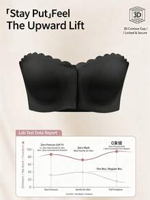 2pcs Mocha Color Front Closure Fan-Shaped Bandeau Bra, Upgraded Wide Silicone Anti-Slip Shoulder Straps, Soft Comfortable Lining, Seamless Wire-Free Women's Lingerie - Multicolor - View 3