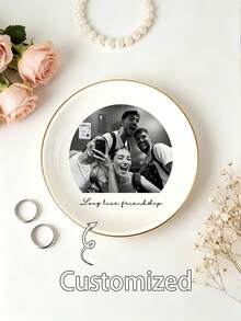 Custom Best Friend Photo Jewelry Tray, Personalized Small Accessory Dish, Gift For Sisters, Ceramic Ring Dish, Personalized Gift, Close Friend Gift - Multicolor - View 7