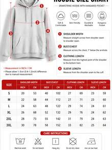 Sudadera con capucha de manga larga y bolsillo, de color gris, con estampado gráfico, ideal para el invierno, disponible en tallas grandes, perfecta para el día a día y para combinar en otoño/invierno. - A - Ver 8