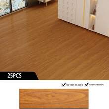 25pcs Wood Grain Long Strip PVC Self-Adhesive Floor Stickers, Thick Wear-Resistant Home Whole House Concrete Floor Renovation, Rental & Commercial Use - Floor Stickers 25pcs - View 13