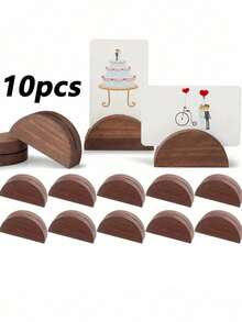 16pcs Wooden Table Number Holders, Wedding Table Number Stands, Semi-Circular Design Table Card Holders, Suitable For Office, Banquet, Birthday Party, Restaurant, Retail Store, Wedding Party, Event Decoration - Multi-color - View 12