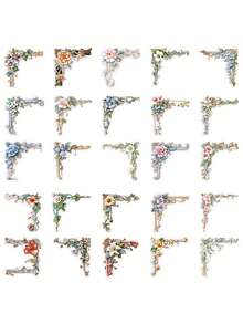 50 st transparenta blomramsklistermärken i PET-material, scrapbookingtillbehör med kreativ och estetisk design, lämpliga för mobilskal, surfplattor, bärbara datorer, telefoner, resväskor, bilar, anteckningsböcker, hjälmar, gitarrer, skateboards, förvaringsboxar och datorer - 50 st - Visa 3