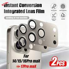 XINHONGYU 2pcs Silver Anti-Scratch Anti-Shock Camera Lens Protector Compatible With Iphone 14/15/16 Pro Max, Can Be Instantly Converted To 17 Pro/17 Pro Max, - Silver - View 11