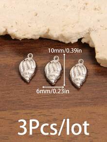 3 buah liontin temuan kerang laut stainless steel warna emas gaya fashion, charm kehidupan laut untuk membuat perhiasan DIY dan aksesori - liontin - View 14