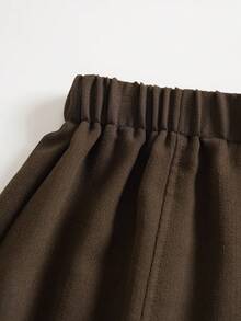 SMILE CHIC New Vintage Commute Lapel Shirt & Wide Leg Pants 2 Pieces Set Elegant - Coffee Brown - View 11