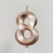 HIBIRTH 1件創意玫瑰金歌劇風數字生日蠟燭 蛋糕裝飾 0-9 數字 生日週年願望慶祝派對烘焙配件 - 查看 9