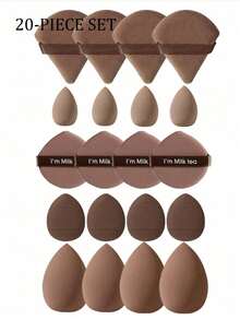 50-10pcs Combo Pack Makeup Sponge Set, Professional Sponge Wholesale, Stock Up Pack, Ultra Soft Concealer Sponge, Facial Makeup Tool, Suitable For Liquid Foundation, Powder, Toner - Coffee Brown - View 7