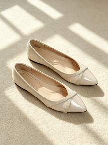 Women's Pointed Toe Flat Shoes, Spring/Autumn Beige Pointed Toe Shoes, Fashionable Elegant Comfortable Ballet Shoes, Suitable For Work, Commuting, Party, Travel And Daily Wear - Apricot - View 7