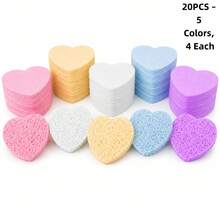 20/30/50PCS Heart-Shaped Compressed Facial Cleansing Sponges, Soft Face Wash Pads For Makeup Removal, Gentle Exfoliating & Daily Skincare, Multiple Colors - Multicolor - View 28