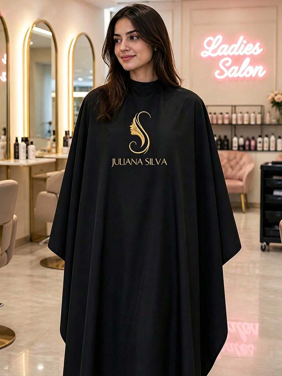 Customized Barber Apron, Customized Barber Cape, Personalized Barber Cape With Logo, Printable Barber Shop Logo Pattern And Text, Lightweight Breathable Neutral Home Salon Apron, Customized Barber Shop Home Salon Client Cape