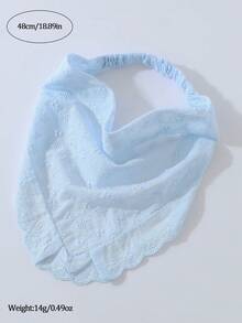 1件原創花卉刺繡捲邊髮帶，適合女性日常與度假使用 - 淺藍色 - 查看 4
