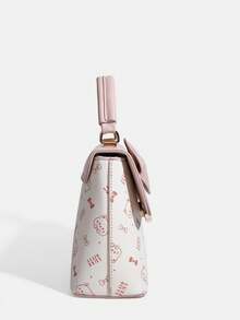 Autumn New Sweet Style Cat & Bow Pattern Handbag Crossbody Bag With Contrast Trim, Girly Design - Multicolor - View 2