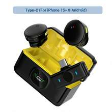 HITOZON Wireless Lavalier Microphone, Plug & Play Lapel Clip Mic With LED Display & Portable Charging Case, Noise Reduction, For Smartphone, Computer, Camera, Live Streaming, Vlogging, Podcasting, Content Creation - Black/Yellow - View 9