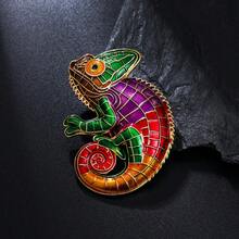 1pc-Exquisite Chameleon Animal Shaped Zinc Alloy Brooch, Suitable For Women's Daily Wear, Banquet, Party, Clothing, Backpack, Hat Accessory, Holiday Gift - Multicolor - View 4
