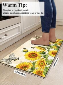 1/2pcs Vintage Diatomaceous Earth Bath Mat, Autumn Sunflower Pattern, Super Absorbent, Non-Slip, Perfect For Bathroom, Kitchen And Dining Room, Quick Drying, Ideal Home Decor And Bathroom Mat Gift, Holiday Gift! - Multicolor - View 15