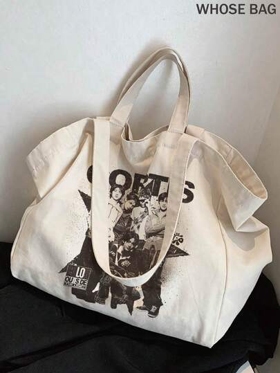 CORTI/S C0RTI Canvas Bag L, CORTI GREEN GREEN RED RED COLOR OUTSIDE THE LINES Suitable For COER Fans Daily Shopping Use JAMES/JUHOON/KEONHO/SEONGHYEON/Park Woo-Joo