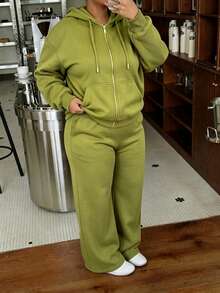 Plus Size Co-Ords - Olive Green - View 2
