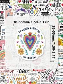 50Pcs Spanish Positive Quote Stickers, Inspirational Motivational Spanish Phrase Decals, Colorful Encouraging Text Sticker Pack For Journal, Water Bottle, Phone Case, Laptop & Scrapbook Crafts - Multicolor - View 3