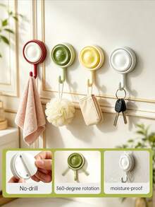 4pcs Self-Adhesive Wall Hooks, Wall Storage Hooks, Towel Hooks, Key Hooks, Towel Rack, Key Rack, Coat Rack, Wall-Mounted Storage Hooks, Bathroom Hooks, Kitchen Utensil Storage, Drill-Free Hooks, Waterproof Hooks, Bathrobe Hooks, Room Decoration, Home Decor, Heavy-Duty Self-Adhesive Hooks, Waterproof, Oil-Resistant, Suitable For Bathroom Shower, Kitchen, Strong Adhesive Hooks, Behind-Door Hooks, Multi-Function Storage Rack, Seamless Wall Hooks, Rust-Proof, Suitable For Home Life, Perfect For Kitchen And Bathroom, Living Room - Multicolor - View 1