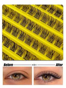 Asiteo 120pcs D Curl Cluster False Eyelashes, Fluffy & Lightweight, Soft & Airy, Suitable For Daily Wear, Beginner Eye Makeup, Travel Essential, Halloween/Back To School Season - D - View 2