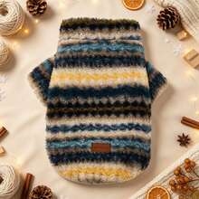 1pc Dog Hoodie, Thick Fleece Zipper Dog Jacket, Vintage Striped Jacquard Pattern, Suitable For Small/Medium Dogs Puppy Clothes, Cat Clothes, Autumn/Winter Cold Weather Outdoor And Indoor Use - Blue - View 3