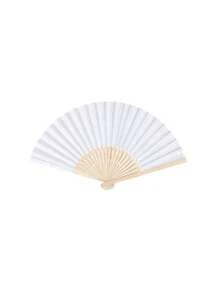 5/10/50 Pack White Paper Fan White Bamboo Folding Fan Handheld Fan Paper Folding Fan Suitable For Engagement, Graduation, Wedding Party Decoration Bedroom Home Desktop Ornament - White - View 7