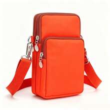 Multi-LayerZipper Crossbody Phone Bag,UnisexLightweightNylonSmallSlingBag,Portable Outdoor Travel Crossbody Bag,VersatileCasualMiniSingle-Shoulder Bag - Multicolor - View 11