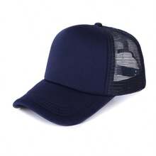 1件中性卡車司機帽/爸爸帽 海綿網格棒球帽，適合旅行、徒步、攀岩、游泳、海灘派對、釣魚 - 藏青 - 查看 3