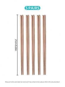 5/10 Pairs Reusable Metal Chopsticks Set, Stainless Steel Non‑Slip Chopsticks, 5 Colors, Dishwasher‑ For Asian Cuisine Home Kitchen Party Use - View 12