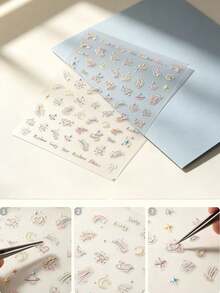 1 Set Of Transparent Decal Stickers, For Ipad, Stickers For Laptop, Scrapbook Stickers, Soft Hand‑Drawn Style, Dopamine Star Moon Rainbow Pattern, Delicate Low‑Saturation Decorative Decals, For Water Cup, Headset, Photo Paper Decoration - To2775 Planet - View 1