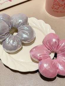 1pc Girl Bun Flower Hair Scrunchie Ponytail Decor Hair Accessory - Multicolor - View 4