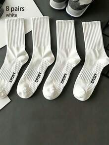 1/4/8/20 Pairs White Massage Bottom Sports Knee-High Socks - White - View 10